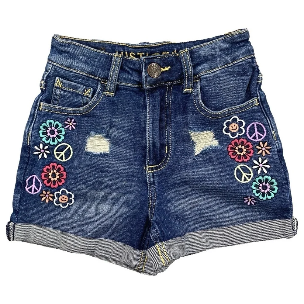 Justice Girls Denim Distressed Shorts